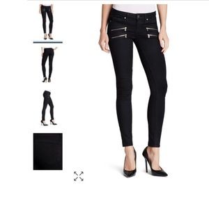 GUESS 1981 Black Shimmer Skinny Zippered Ankle Pockets Stretchy Low Mid Waist